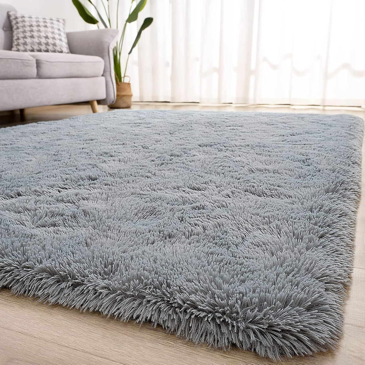 Weicher Hochflor Shaggy Teppich 80x150 cm Grau
