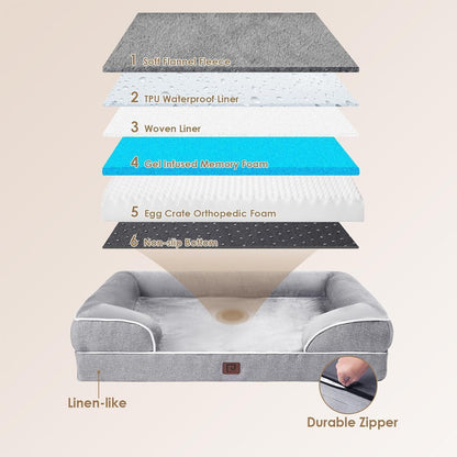 Orthopädisches Hundebett XL mit Memory Foam, Grau