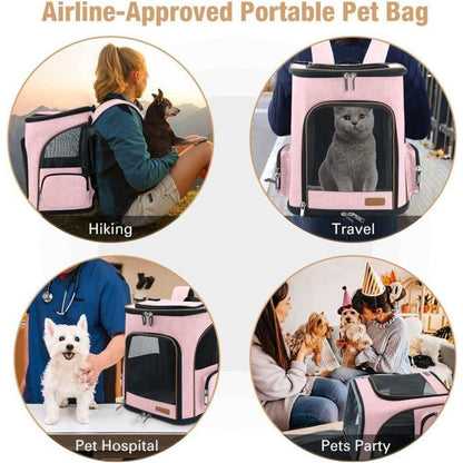 Erweiterbarer Haustier Rucksack für Katzen & Hunde bis 10kg, Rosa XL