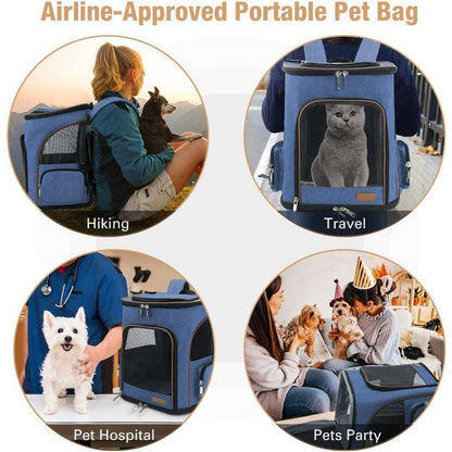 Erweiterbarer Haustier Rucksack für Katzen & Hunde bis 10kg, Blau XL