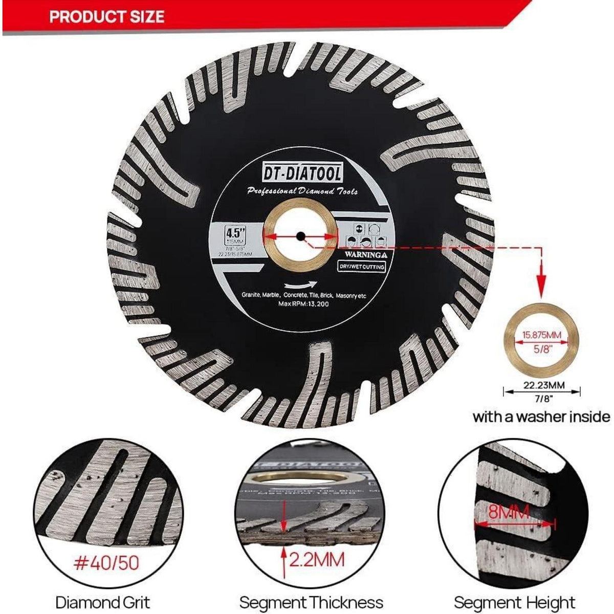 Diamant-Trennscheibe 115mm Turbo für Winkelschleifer & Sägen
