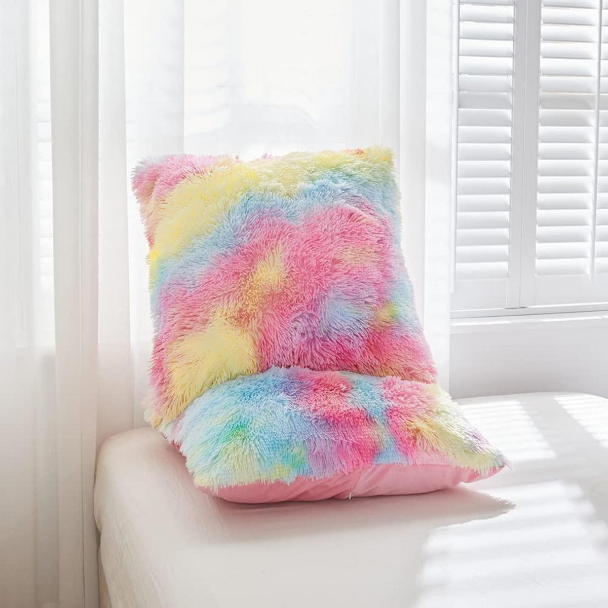 Winter Plüsch Bettwäsche Set Regenbogen Bunt 200x220 cm