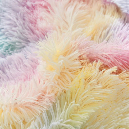 Winter Plüsch Bettwäsche Set 135x200 Regenbogen Bunt