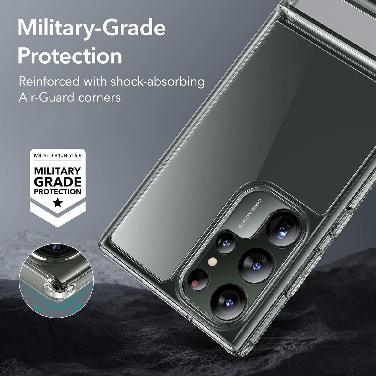 Galaxy S23 Ultra Hülle mit Ständer, 3 Standmodi, Sturzschutz