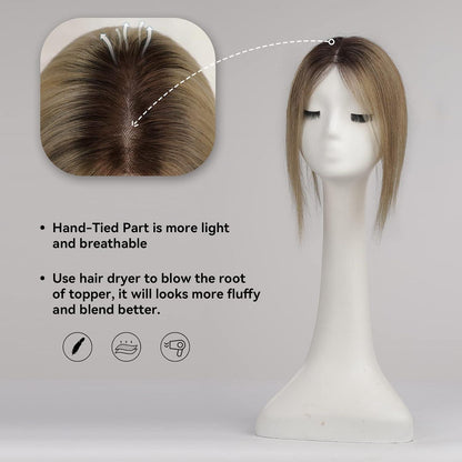 Remy Haar Topper Braun – Handgeknüpft, 12 Zoll