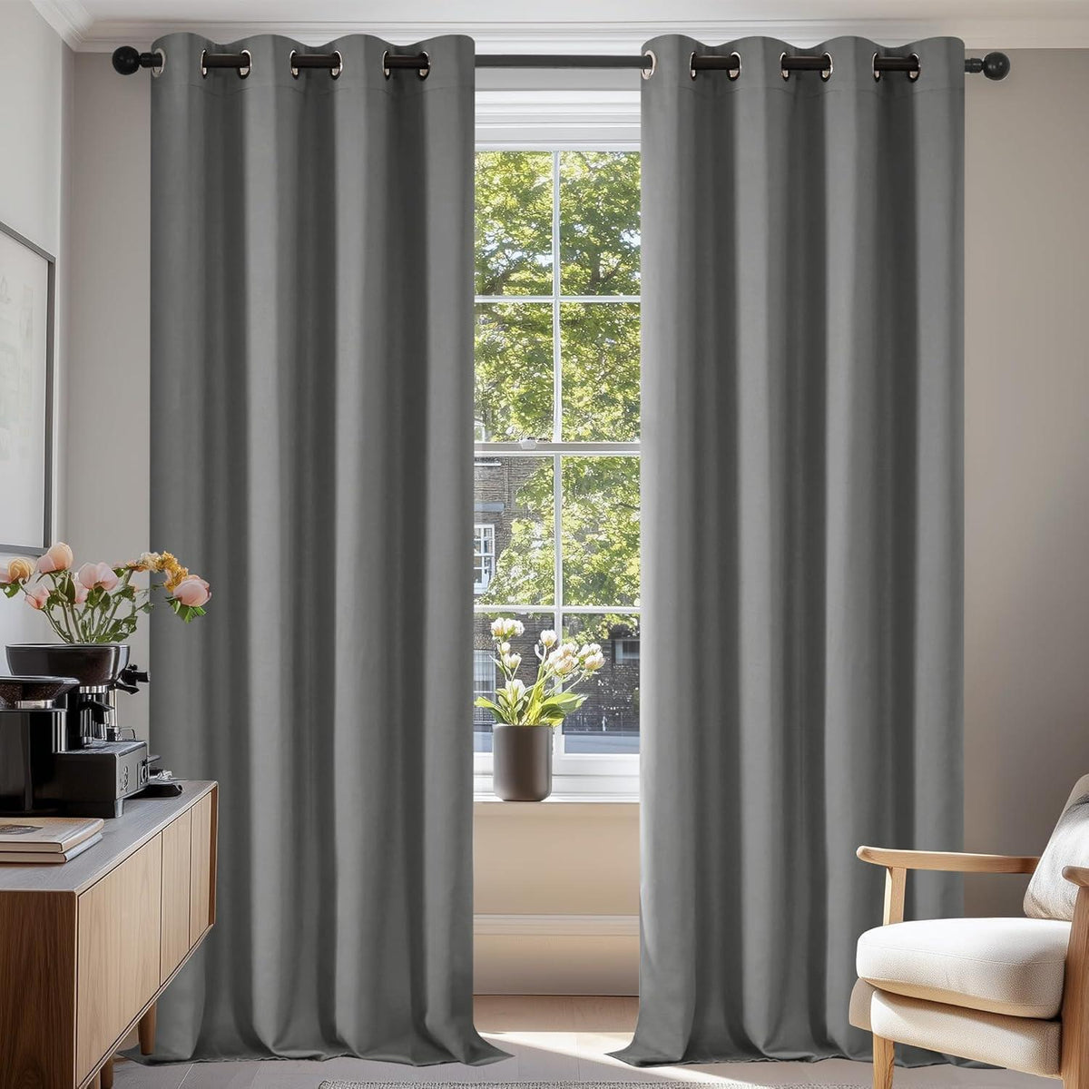 Verdunkelungsgardinen Set, Hellgrau, 300x140 cm – Wärme & Lärmschutz