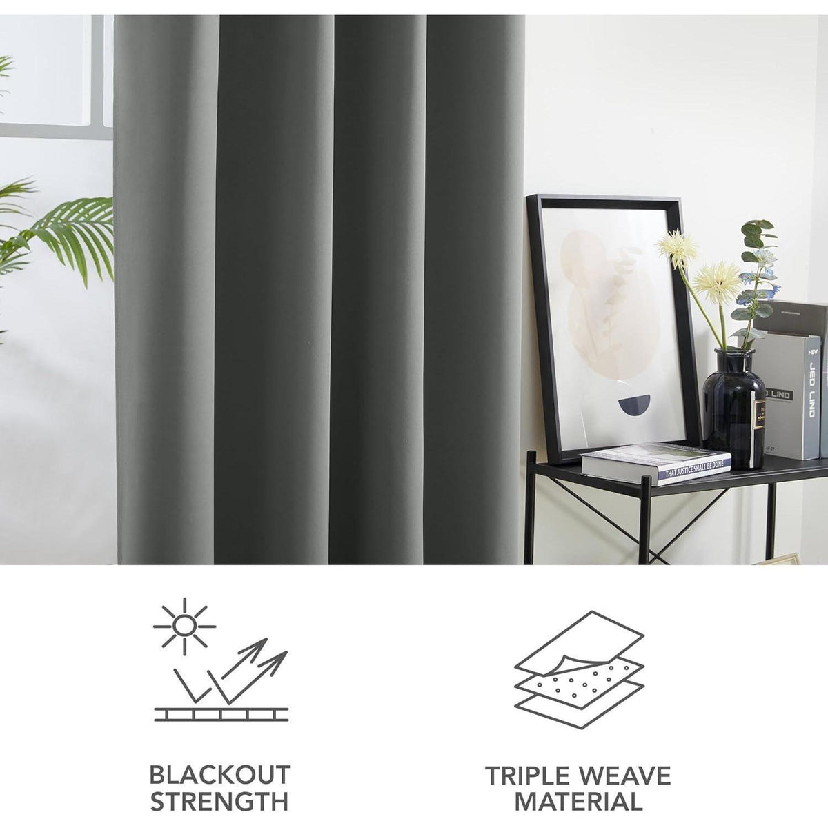 Verdunkelungsgardinen Set, Hellgrau, 300x140 cm – Wärme & Lärmschutz