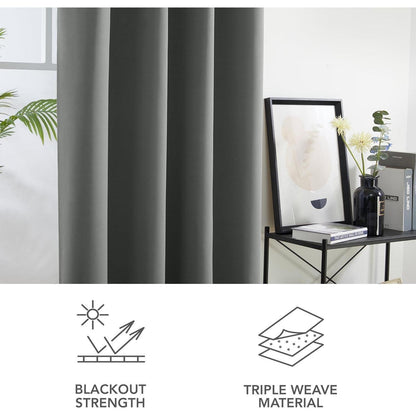 Verdunkelungsgardinen Set, Hellgrau, 300x140 cm – Wärme & Lärmschutz