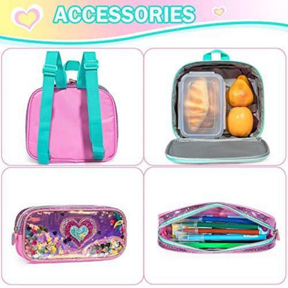 Rollrucksack für Mädchen mit Rädern & Brotdose – 17 Zoll