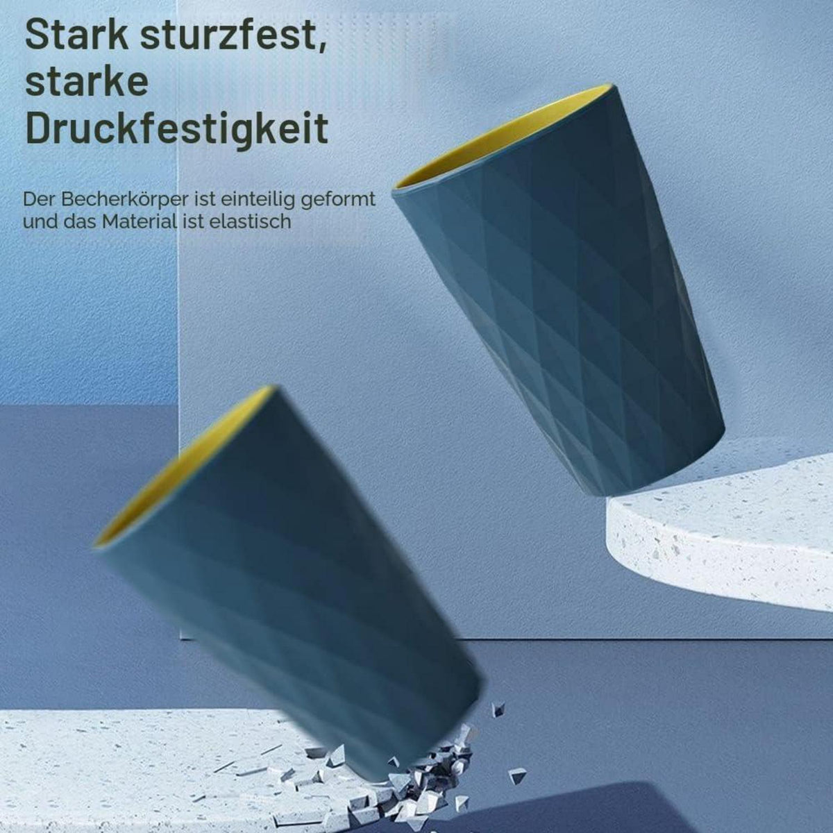 2x Zahnputzbecher Kunststoff Azzurro & Blu Profondo