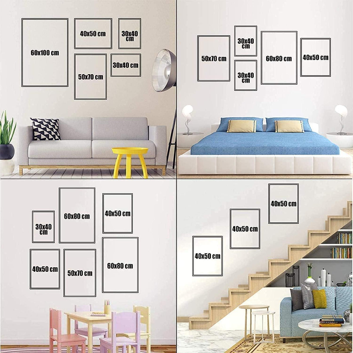 Islamische Kalligraphie Leinwandbilder Schwarz 3er Set 50x70cm