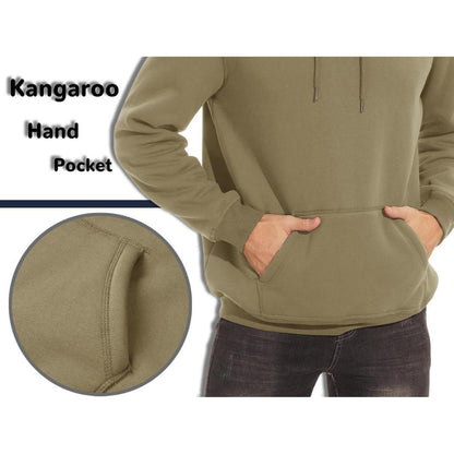 Herren Sherpa Hoodie mit Kängurutasche Khaki S