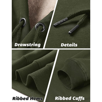 Herren Sherpa Hoodie mit Kängurutasche, Armeegrün