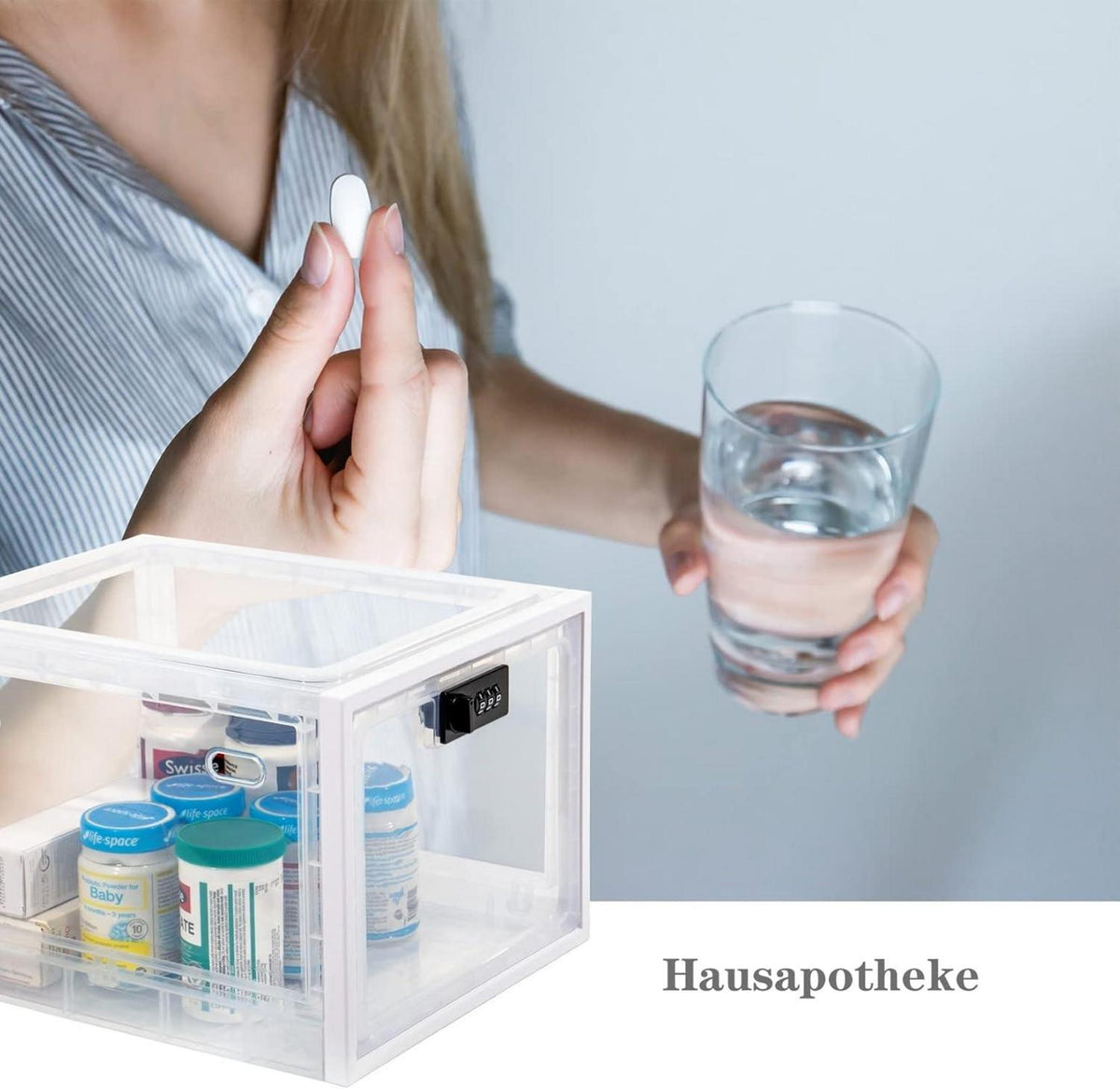 Abschließbare durchsichtige Aufbewahrungsbox für