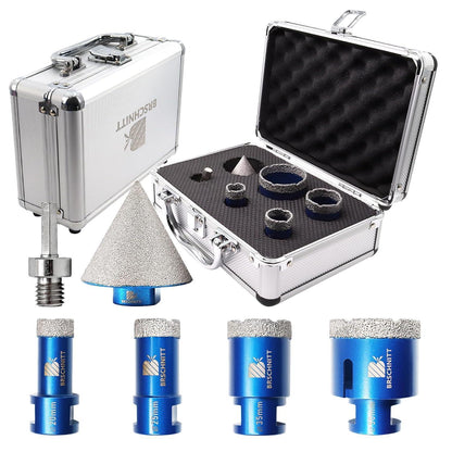 Diamantbohrer Set mit Fasenbohrer für Fliesen & Stein