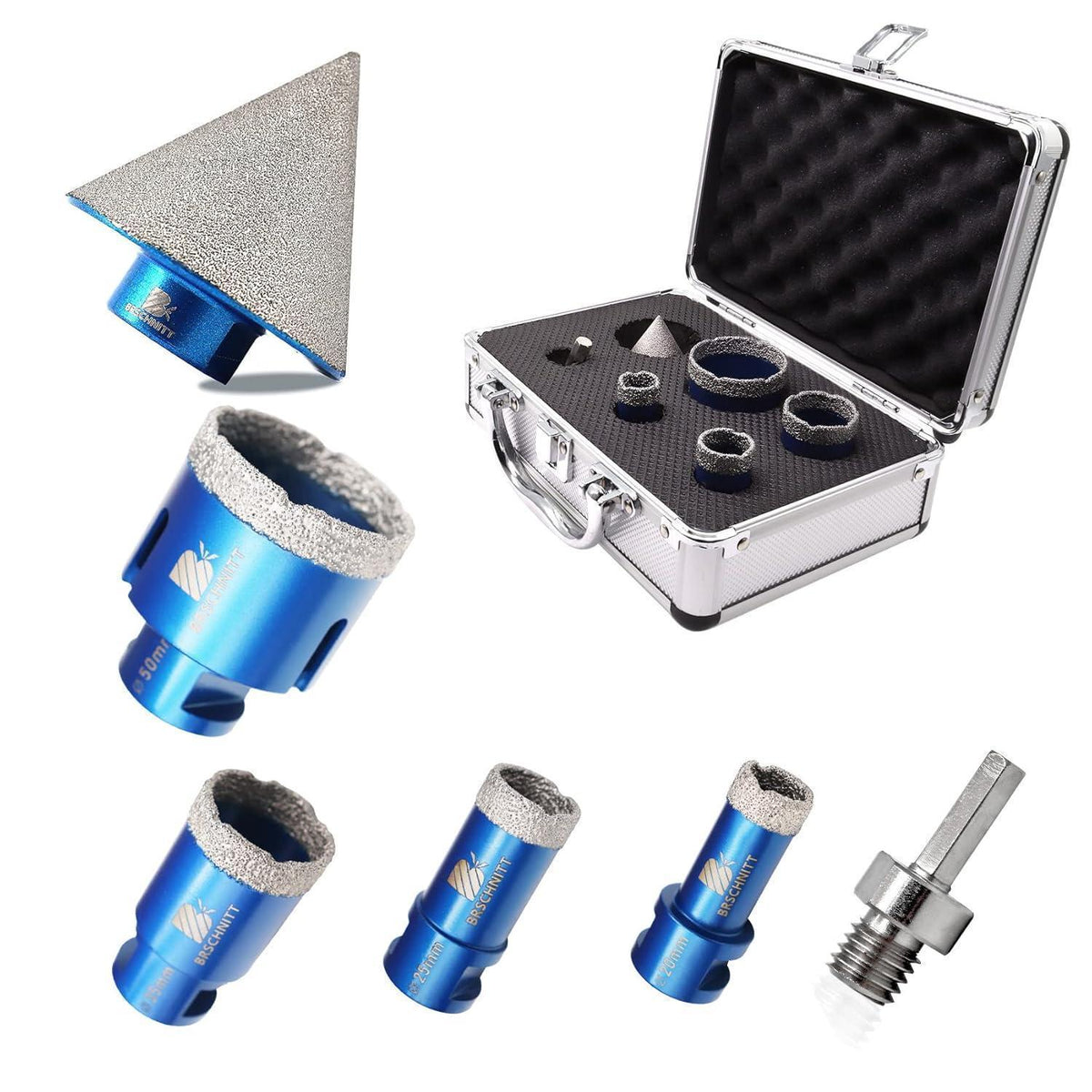 Diamantbohrer Set mit Fasenbohrer für Fliesen & Stein