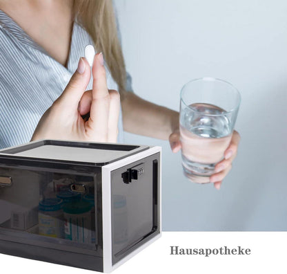 Medikamenten Aufbewahrungsbox mit Zahlenschloss-transparent-Schwarz