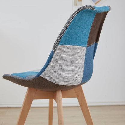 Patchwork Esszimmerstühle Set Blau mit Sitzkissen