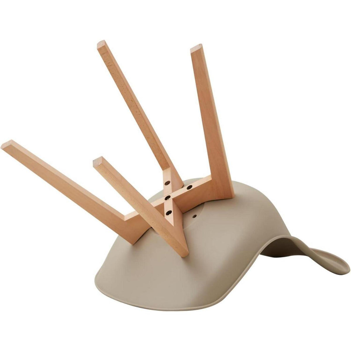 6 Esszimmerstühle Skandinavisch, Holz, Khaki in Lederoptik