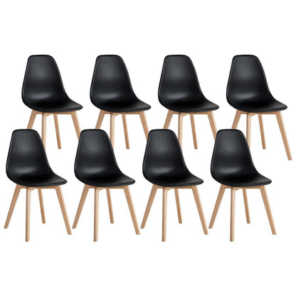 8 Esszimmerstühle mit Buchenholzbeinen – Schwarz