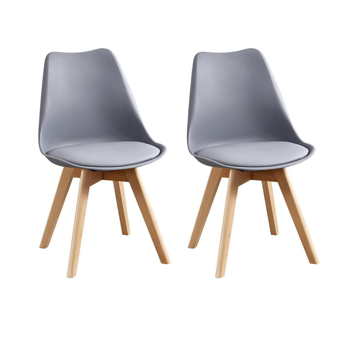 Skandinavische Esszimmerstühle 2er Set Grau, Holz in Lederoptik
