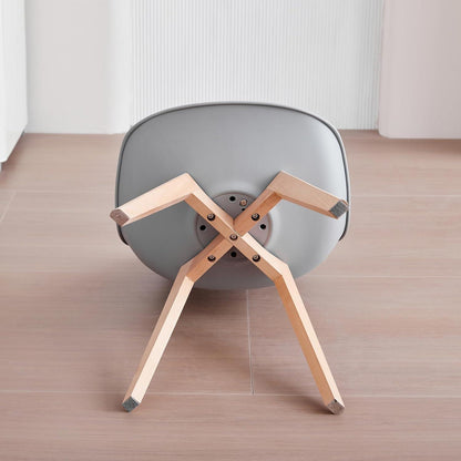 Skandinavische Esszimmerstühle 2er Set Grau, Holz in Lederoptik