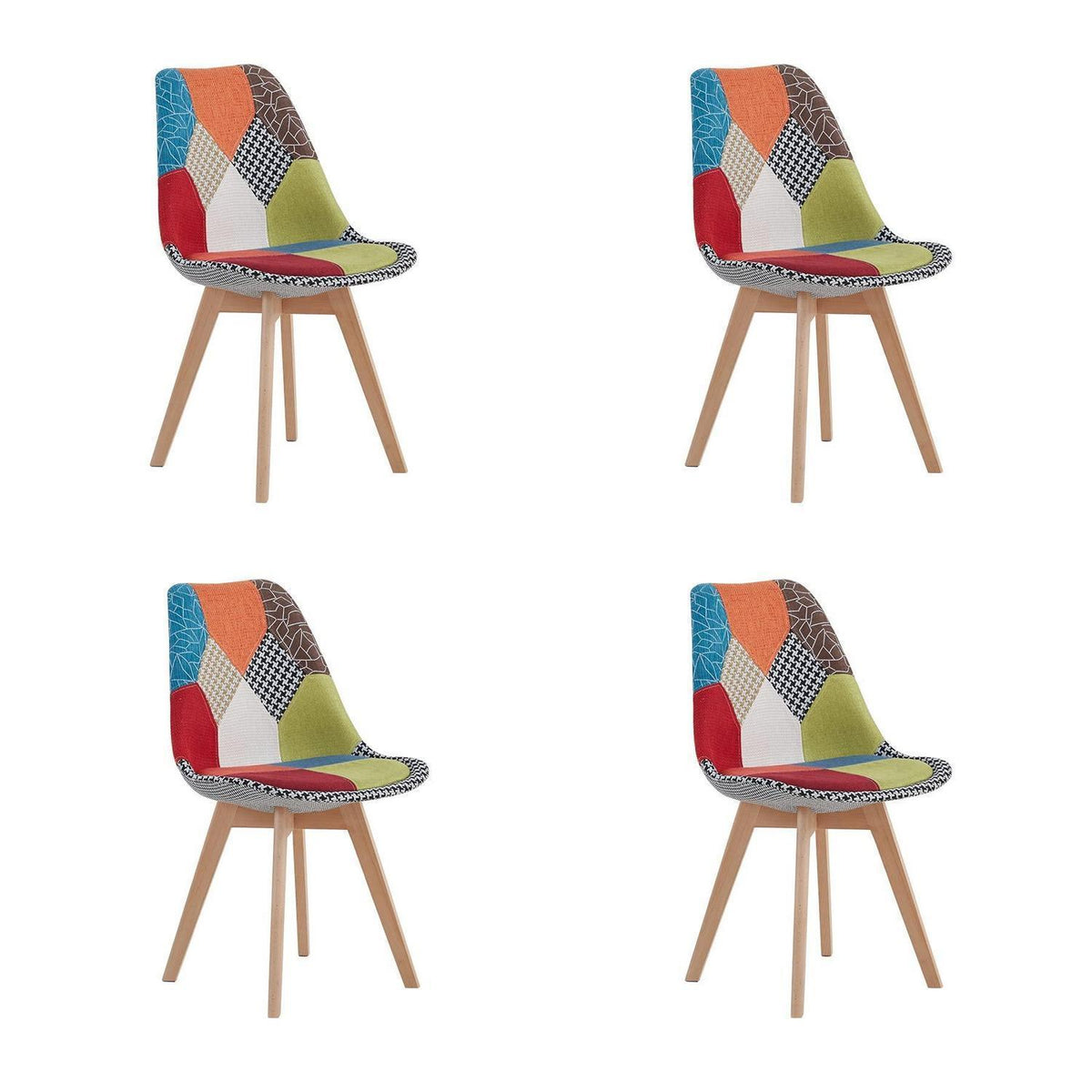 Patchwork Esszimmerstühle Set (Rot) mit Sitzkissen