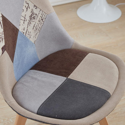Patchwork Esszimmerstühle Set (4) – Braun mit Sitzkissen