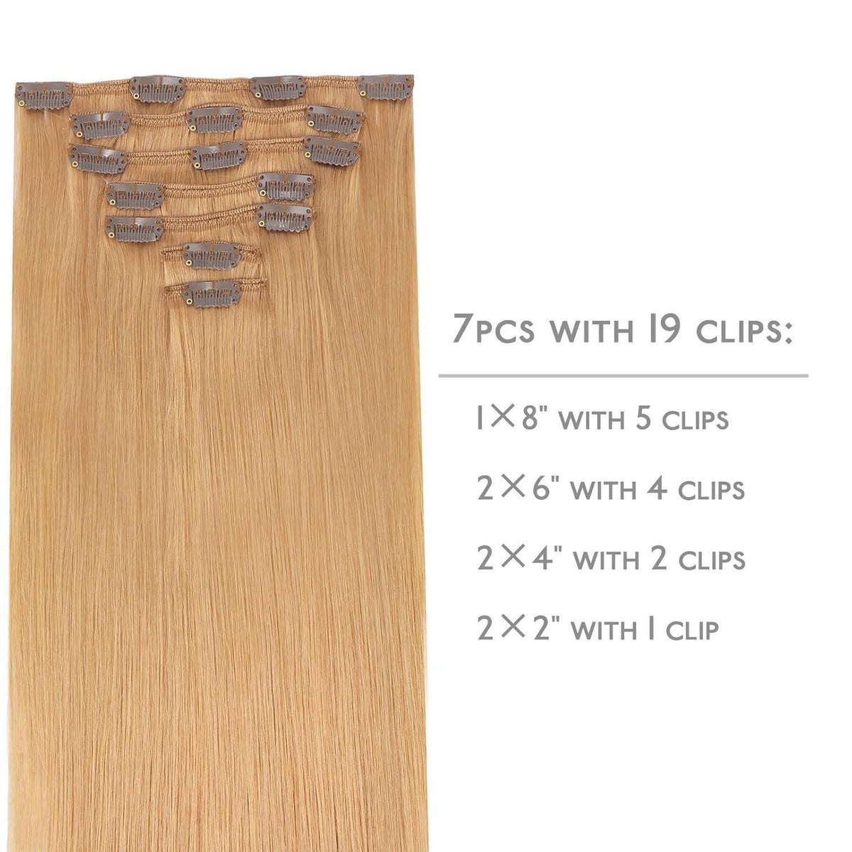 Clip-in Echthaarverlängerungen 40cm Erdbeerblond Remy 7tlg. 120g