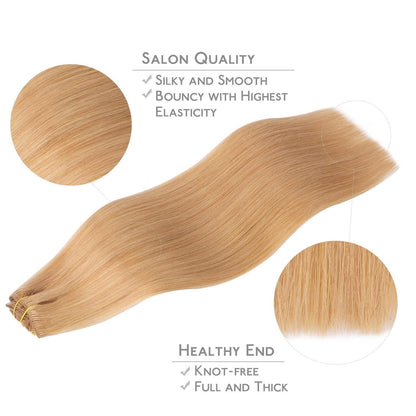 Clip-in Echthaarverlängerungen 40cm Erdbeerblond Remy 7tlg. 120g