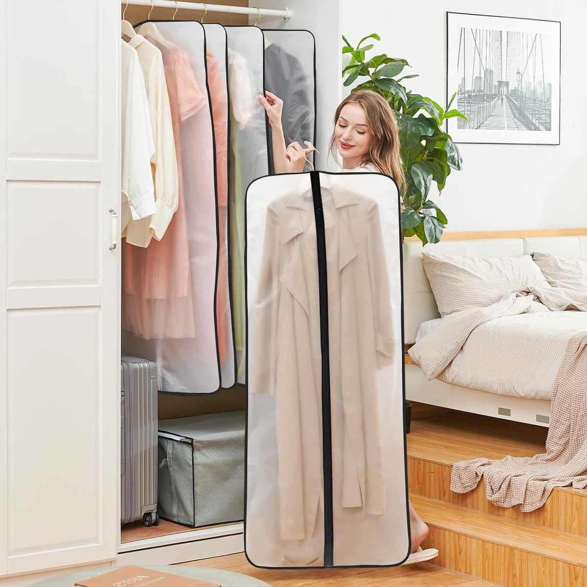 Kleidersäcke 8er Set 60x140cm Schwarz mit Reißverschluss