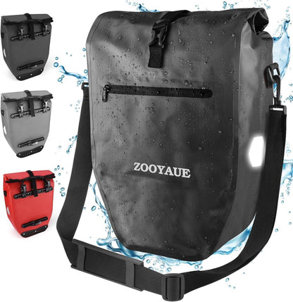 Fahrradtasche Gepäckträger 28L Wasserdicht Reflektoren Schwarz