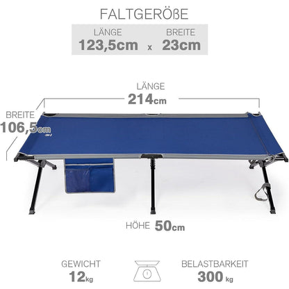 XXL Feldbett 214cm extra breit, 300kg belastbar, blau