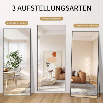 Großer Standspiegel Rechteckig mit Aluminiumrahmen – 161x52cm