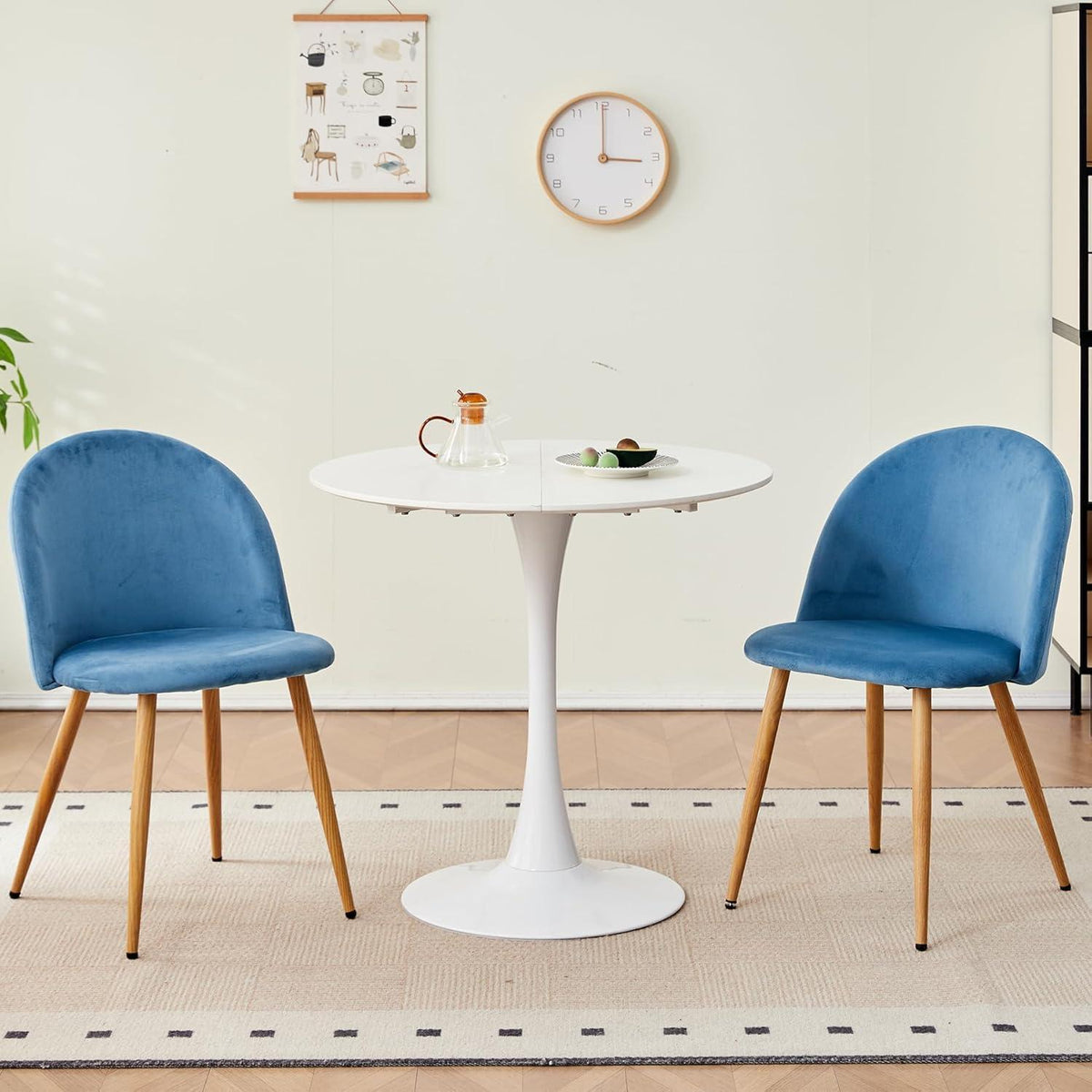 Samt Esszimmerstühle Set (2/4/6) – Blau
