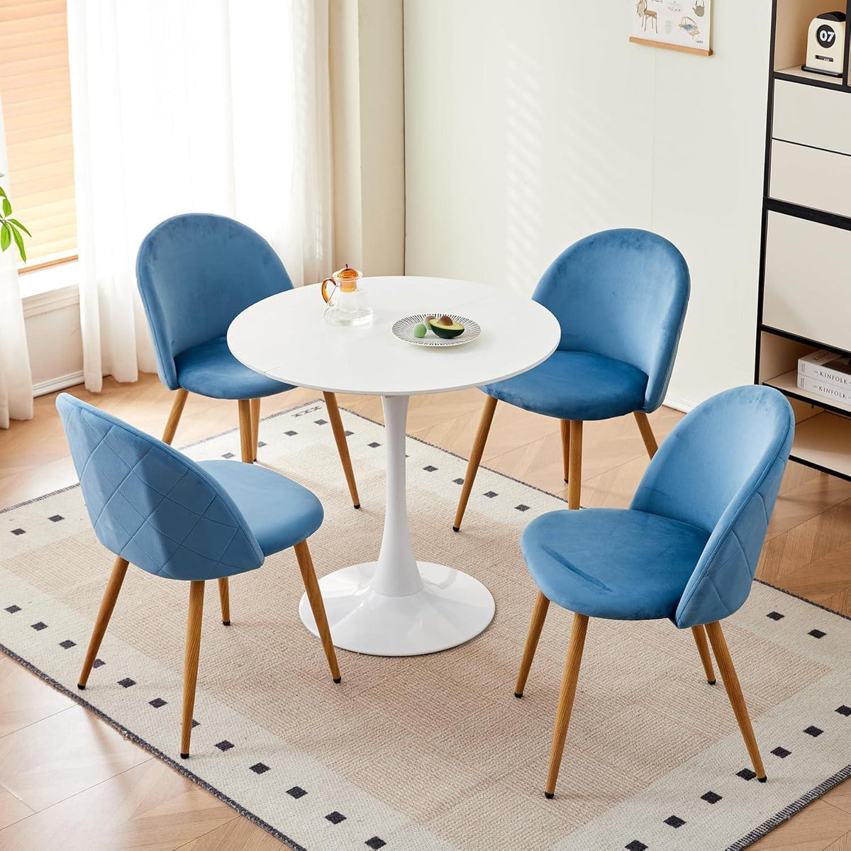 Samt Esszimmerstühle Set (2/4/6) – Blau