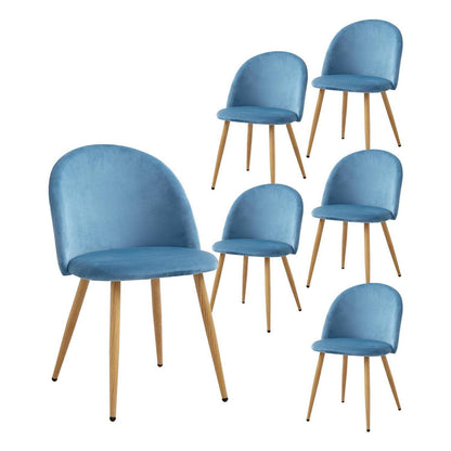 Samt Esszimmerstühle Set (Blau, 6er-Set) – Modern & Komfortabel