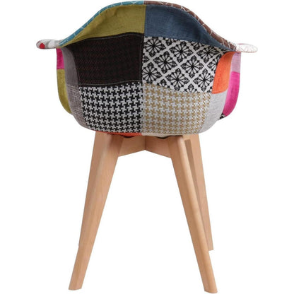 2 Esszimmerstühle Patchwork-Stoff mit Armlehnen, Rot