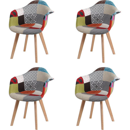Patchwork Esszimmerstühle mit Armlehnen - 4er Set Rot