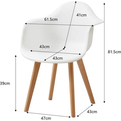 Moderner Esszimmerstuhl Set (2x) – Weiß, Buchenholz Beine