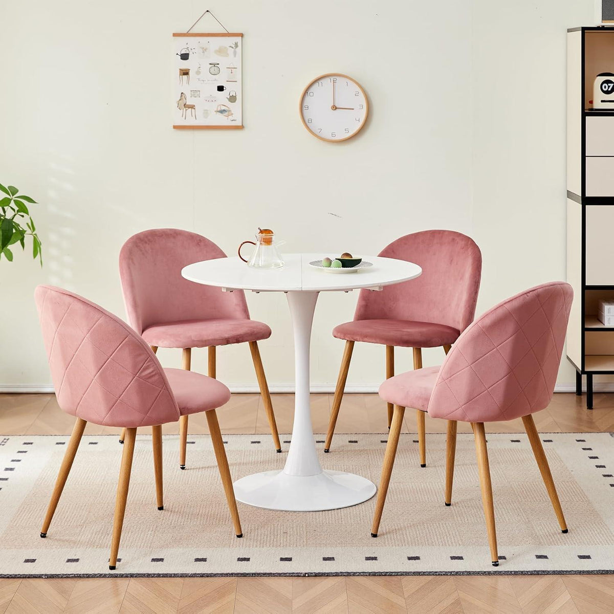 Samt Esszimmerstühle Set (Rosa) – Modern & Komfortabel
