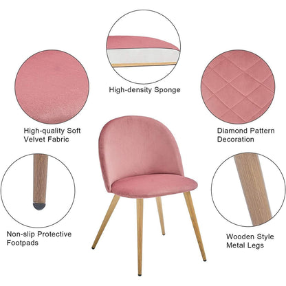 Samt Esszimmerstühle Set (Rosa) – Modern & Komfortabel
