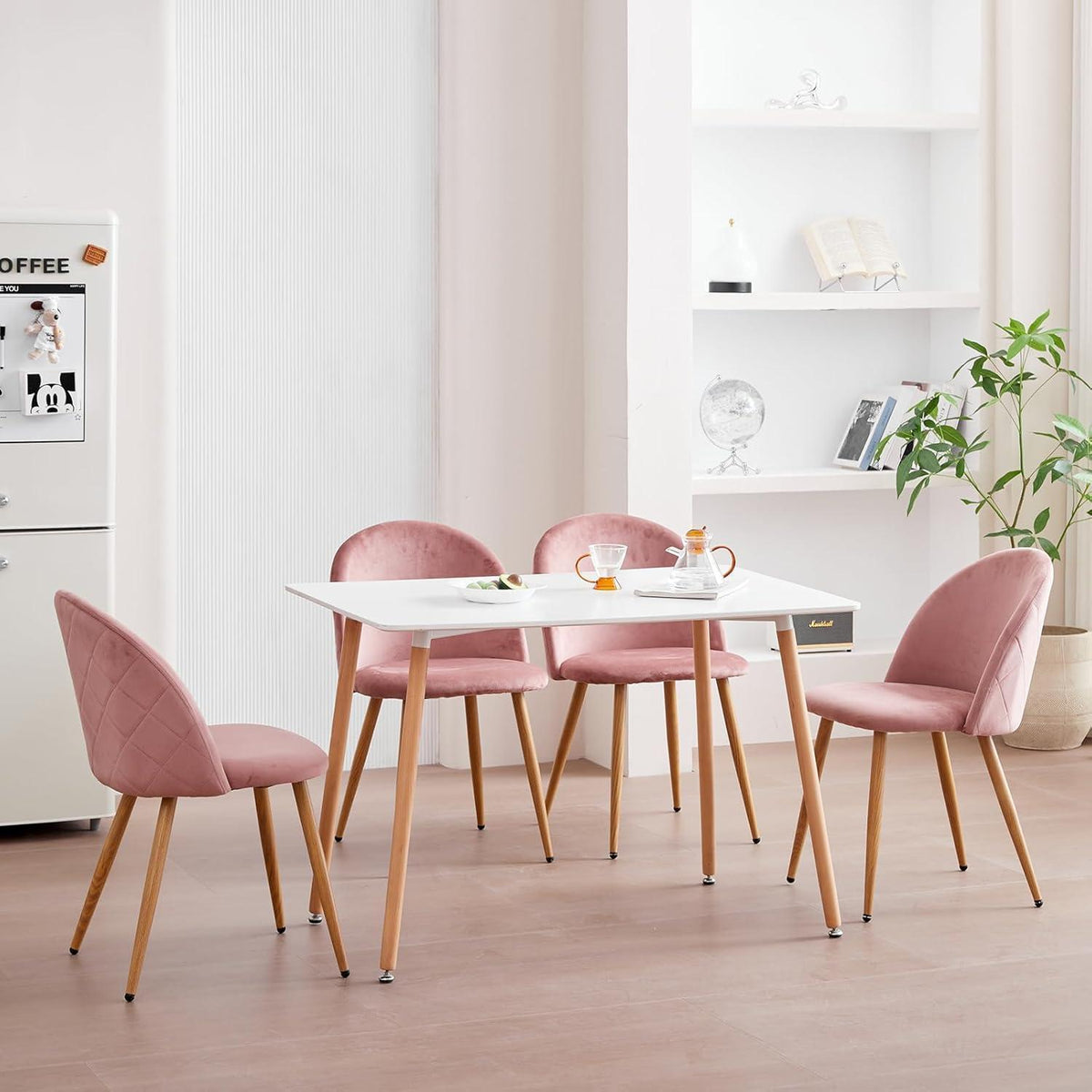 Samt Esszimmerstühle Set (Rosa) – Modern & Komfortabel