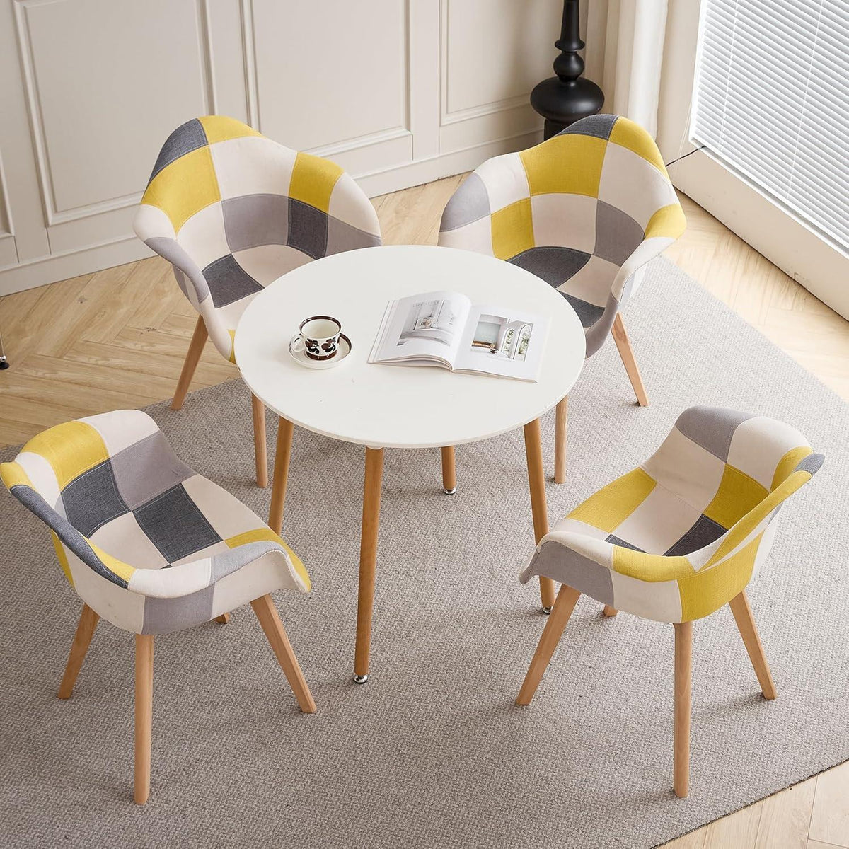 Patchwork Esszimmerstühle mit Armlehnen – Gelb
