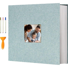 Selbstklebendes Fotoalbum Leinen Türkis 120 Seiten mit Stift