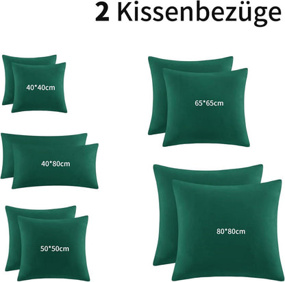Kissenbezug 40x80 grün 2er Set Mikrofaser Weich atmungsaktiv