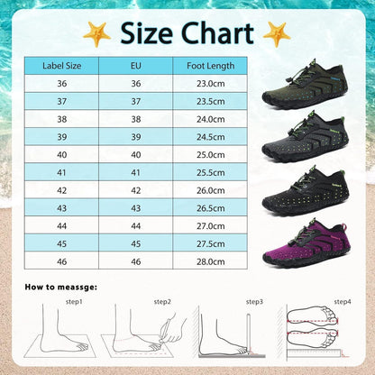 Wasserschuhe Damen Herren Grau Schnelltrocknend Gr. 36-46