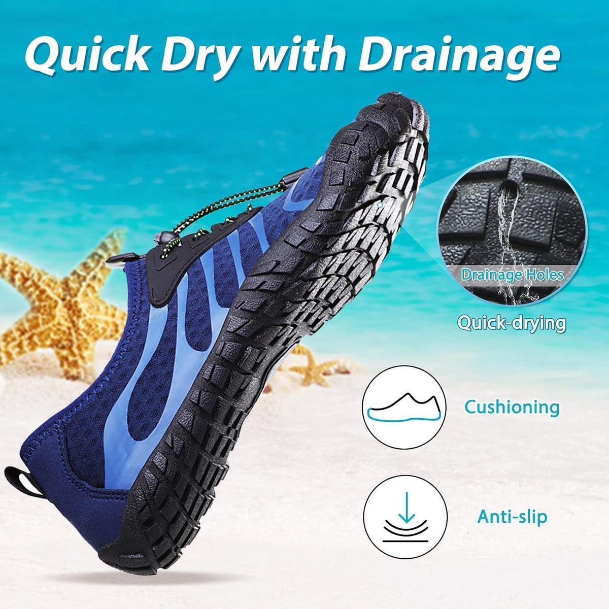 Wasserschuhe Damen Herren Schnell Trocknend Blau 36-46
