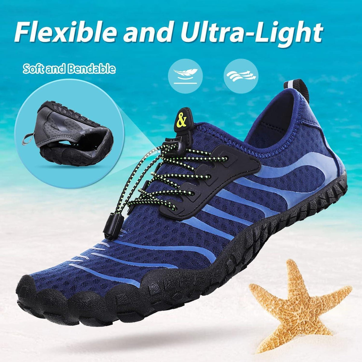 Wasserschuhe Damen Herren Schnell Trocknend Blau 36-46