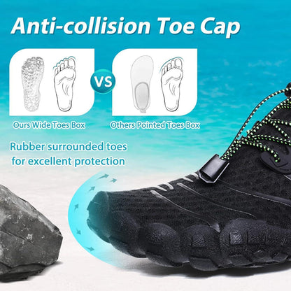 Aqua Schuhe Damen Herren Schnelltrocknend mit Drainagelöchern Schwarz